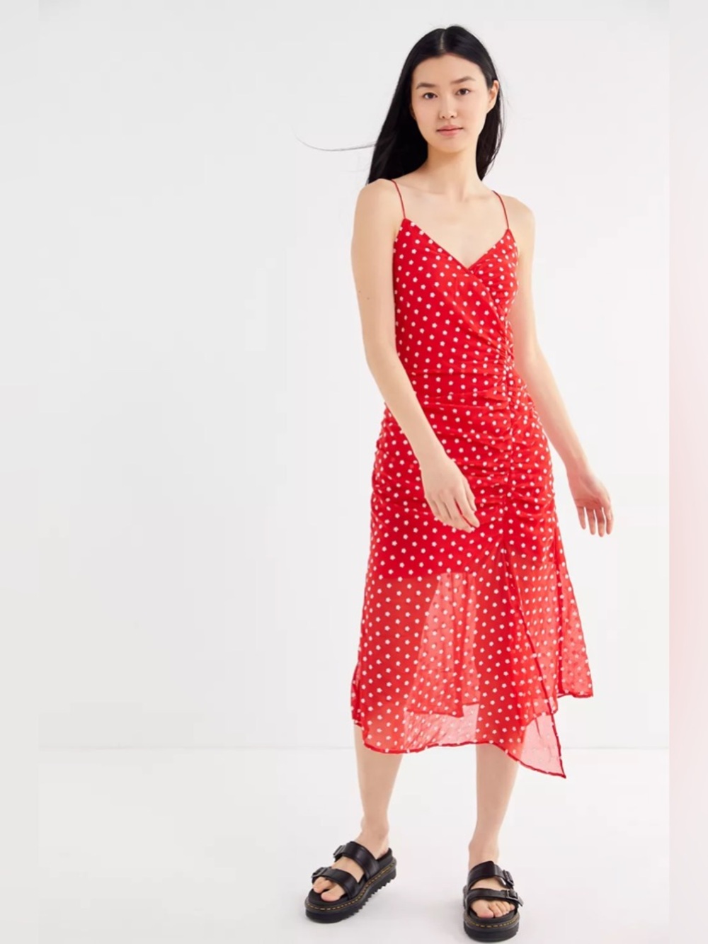 Urban Outfitters x Finders Keepers Blossom Ruched Slip Midi Dress